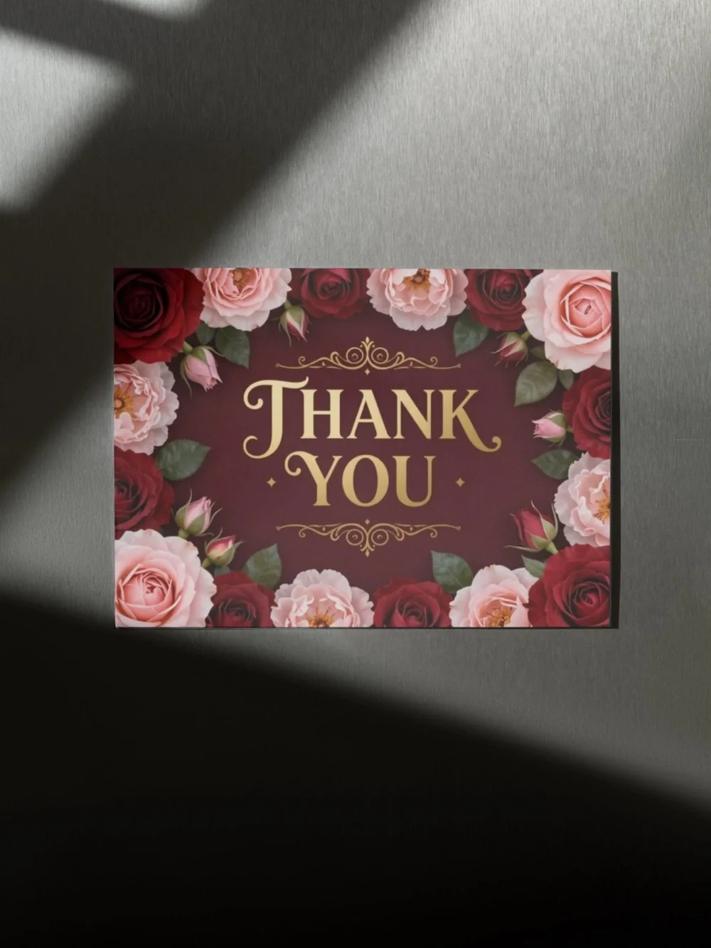 Pink and Red Rose 15 Thank You Cards 4x6 Floral Greeting Cards with Envelopes